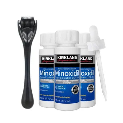 Complete Hair Regrowth Kit — 5 Bottles + Derma Roller